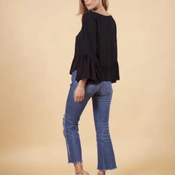 $125 NIGHTCAP CLOTHING Calico Ruffle Top in Black - Picture 2 of 6